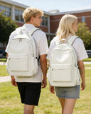 SEAFEW Small Backpack for School Girls Kids Women, Waterproof Bookbag Cute High School Backpack for Men Teen Boys, Lightweight College Back Pack Mochilas Escolares para Casual Daypack Rucksack White