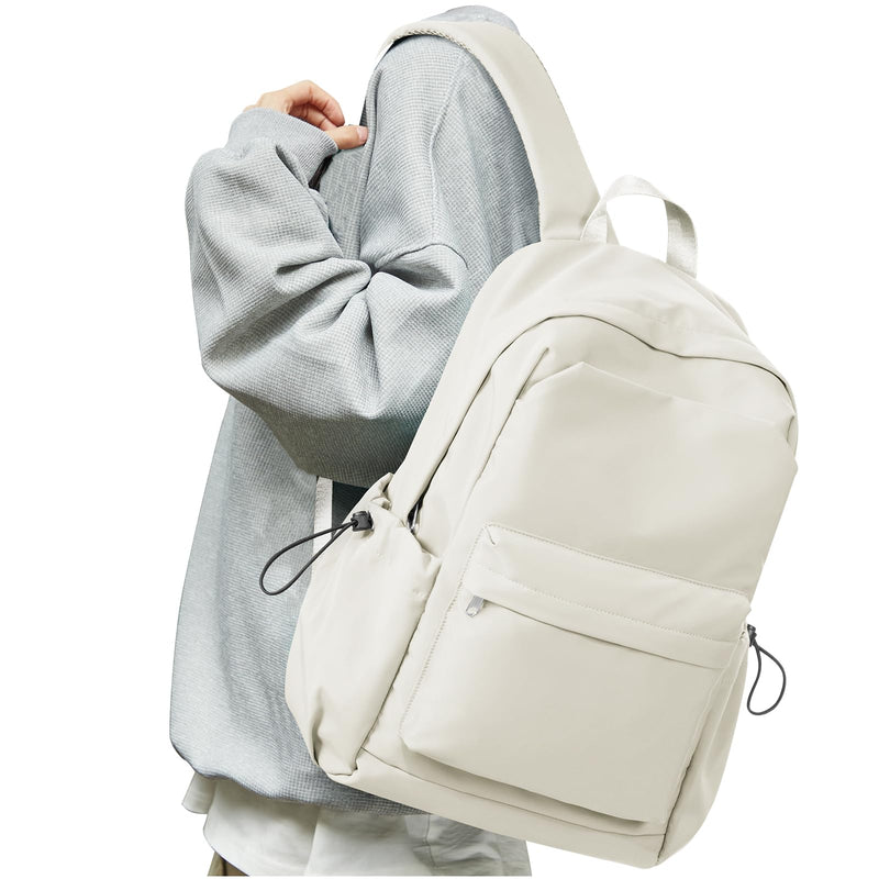 SEAFEW Small Backpack for School Girls Kids Women, Waterproof Bookbag Cute High School Backpack for Men Teen Boys, Lightweight College Back Pack Mochilas Escolares para Casual Daypack Rucksack White