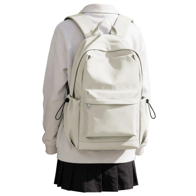 SEAFEW Small Backpack for School Girls Kids Women, Waterproof Bookbag Cute High School Backpack for Men Teen Boys, Lightweight College Back Pack Mochilas Escolares para Casual Daypack Rucksack White