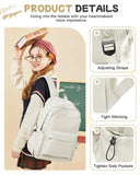 SEAFEW Small Backpack for School Girls Kids Women, Waterproof Bookbag Cute High School Backpack for Men Teen Boys, Lightweight College Back Pack Mochilas Escolares para Casual Daypack Rucksack White