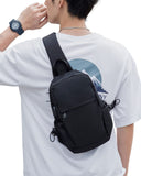 SEAFEW Small Black Sling Crossbody Backpack Shoulder Bag for Men Women, Lightweight One Strap Back Pack Sling Bag Backpack for Hiking Walking Biking Travel Cycling USB Charger Port - Nylon