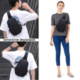 SEAFEW Small Black Sling Crossbody Backpack Shoulder Bag for Men Women, Lightweight One Strap Back Pack Sling Bag Backpack for Hiking Walking Biking Travel Cycling USB Charger Port - Nylon