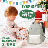 SEAFEW Small Toddler Backpack for Girls Boys, Kindergarten Backpack for Boys, Kids Backpack School Bag Cute Preschool Backpack for Aged 3 - 5, Green White