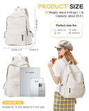 SEAFEW White Backpack for Girls Women Waterproof High School Book Bag Cute Backpack for Men Teens Boys, Lightweight Simple Middle School Back Pack Daypack