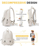 SEAFEW White Backpack for Girls Women Waterproof High School Book Bag Cute Backpack for Men Teens Boys, Lightweight Simple Middle School Back Pack Daypack