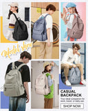 SEAFEW White Backpack for Girls Women Waterproof High School Book Bag Cute Backpack for Men Teens Boys, Lightweight Simple Middle School Back Pack Daypack