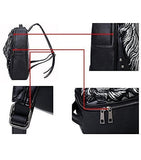 seamand Personalized 3D Lion PU Leather Casual Laptop Backpack for Men Durable Travel Daypack (Black color)