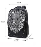 seamand Personalized 3D Lion PU Leather Casual Laptop Backpack for Men Durable Travel Daypack (Black color)