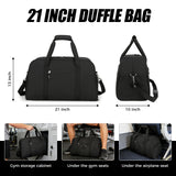 Searock 21 Inch Gym Bag with Shoe Compartment, Sports Duffle Bag for Travel, Carry On Duffel Bag, Weekender Overnight Bags for Men and Women Traveling, Black