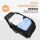 Searock 90L Rolling Duffle Bag with Wheels and Handle, 31” Large Duffle Bag for Travel, Carry On Luggage Duffel Bag with Shoe Compartment, Multi - Pocket, Water Resistant, Black