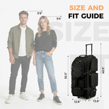 Searock 90L Rolling Duffle Bag with Wheels and Handle, 31” Large Duffle Bag for Travel, Carry On Luggage Duffel Bag with Shoe Compartment, Multi - Pocket, Water Resistant, Black
