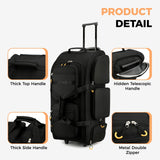 Searock 90L Rolling Duffle Bag with Wheels and Handle, 31” Large Duffle Bag for Travel, Carry On Luggage Duffel Bag with Shoe Compartment, Multi - Pocket, Water Resistant, Black