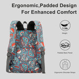 Searock Quilted Backpack for Women, Floral Backpack for Girls, Cotton Lightweight Bookbag for Travel, Work Orange