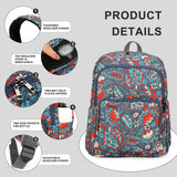 Searock Quilted Backpack for Women, Floral Backpack for Girls, Cotton Lightweight Bookbag for Travel, Work Orange