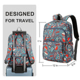 Searock Quilted Backpack for Women, Floral Backpack for Girls, Cotton Lightweight Bookbag for Travel, Work Orange