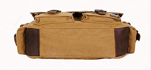 Sechunk Canvas Leather Messenger Bag Shoulder Cross Body Men Military Travel Laptop Camera Purse small - 13‘’