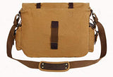 Sechunk Canvas Leather Messenger Bag Shoulder Cross Body Men Military Travel Laptop Camera Purse small - 13‘’