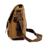 Sechunk Canvas Leather Messenger Bag Shoulder Cross Body Men Military Travel Laptop Camera Purse small - 13‘’