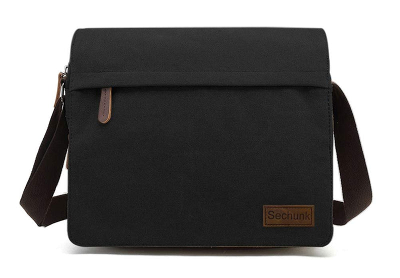 Sechunk Large Vintage Canvas Messenger Cross body bag Shoulder bag (Black, large)