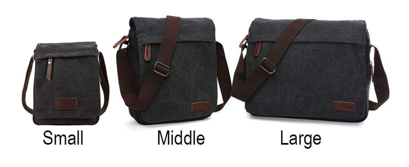 Sechunk Large Vintage Canvas Messenger Cross body bag Shoulder bag (Black, large)