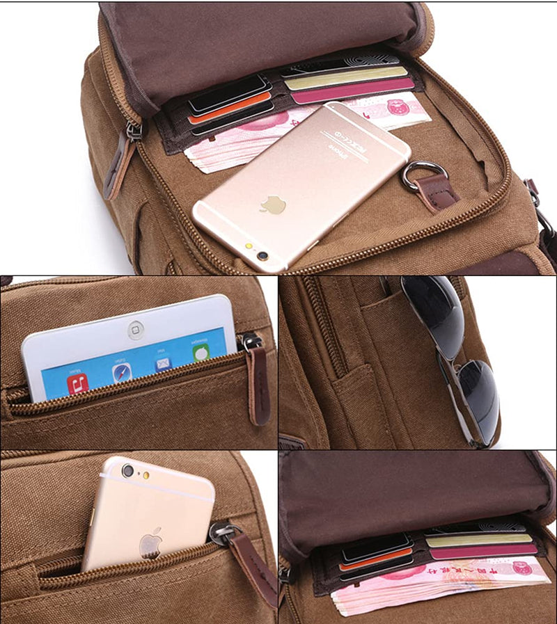 Sechunk Small Canvas Messenger Bag For Men Women Ipad Outdoor Leisure (yellow)