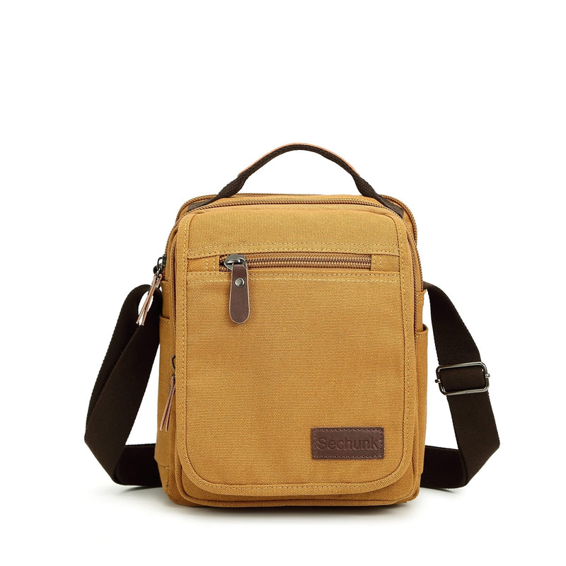 Sechunk Small Canvas Messenger Bag For Men Women Ipad Outdoor Leisure (yellow)