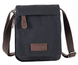 Sechunk Small Vintage Canvas Messenger Cross body bag Shoulder bag (Black, small)