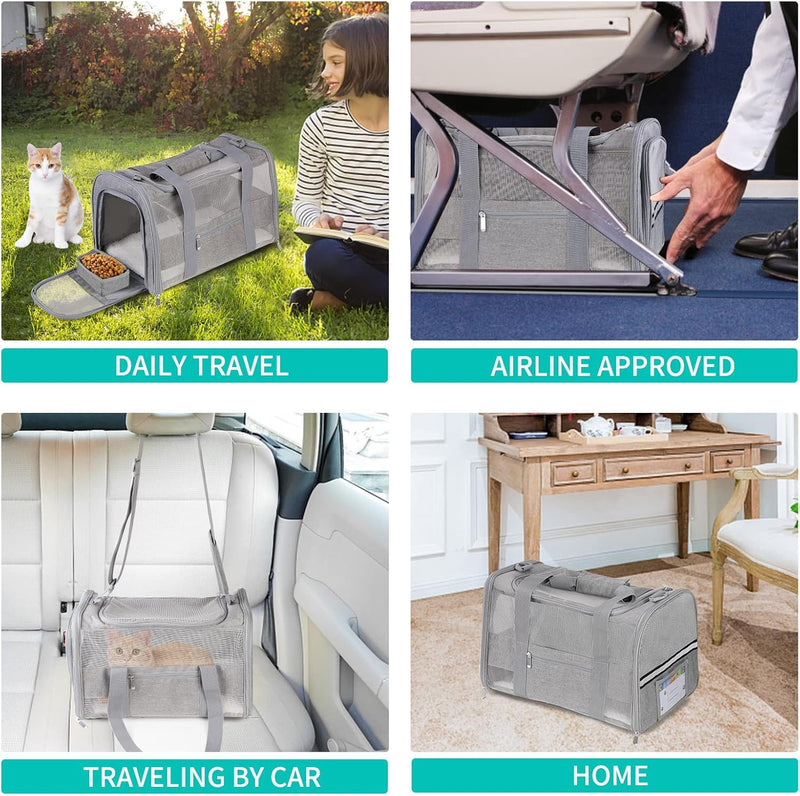 Seclato Cat Carrier Pet Carriers Airline Approved for Small Dogs Kitten Carriers for Small Medium Cats Under 15lb, Collapsible Soft Sided TSA Approved Travel Carrier, Pink