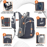Seektop Expandable Small Hiking Backpack 12L - 15L Lightweight Packable Waterproof Daypack with Phone Pocket for Women Men