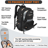 Seektop Lightweight Travel Backpack for Men Women, Multiple Pockets 40L Hiking Backpack Foldable Carry on Backpack for Outdoor Camping Sport Leisure (Black)