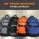 Seektop Lightweight Travel Backpack for Men Women, Multiple Pockets 40L Hiking Backpack Foldable Carry on Backpack for Outdoor Camping Sport Leisure (Black)