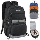 Seektop Lightweight Travel Backpack for Men Women, Multiple Pockets 40L Hiking Backpack Foldable Carry on Backpack for Outdoor Camping Sport Leisure (Black)