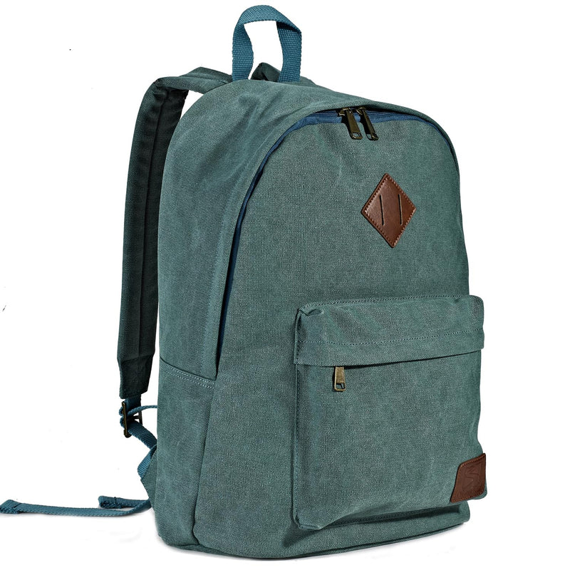 seemeroad Canvas College Laptop Backpack, Durable Rucksack Travel Notebook Bag Backpack Book Bag for Men Women Turquoise Factory Directly
