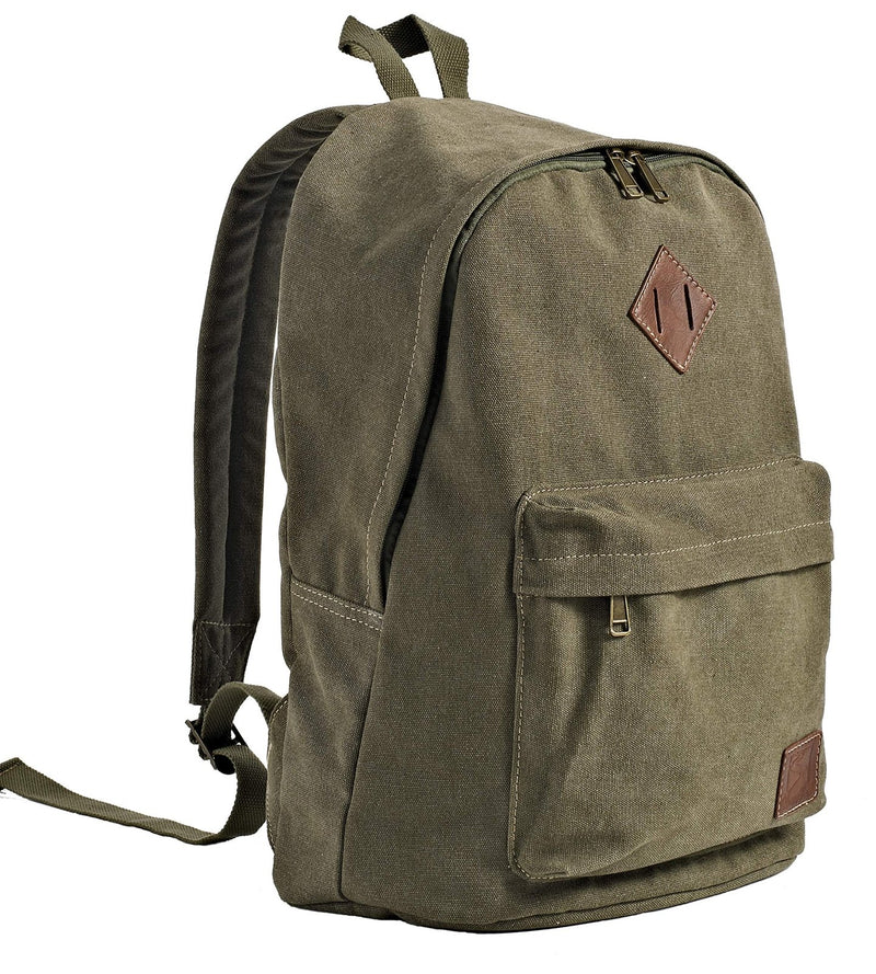 seemeroad Durable Canvas College Rucksack Laptop Excursion Backpack Travel Notebook School Backpack Bookbag For Men Women Military Green Factory Directly