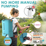 Seeutek Backpack Sprayer Battery Powered 4.2 Gallon, 0 - 100 PSI Electric Back Pack Sprayer with Mix Function, Weed Yard Sprayer with Telescopic Wand, 6 Nozzles, 21V 2.6Ah Battery & Charger Included