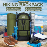 SEMSTY Hiking Backpack, 30L/40L/50L Expandable Hiking Backpack for Men and Women, Travel Camping Backpack Flight Approved