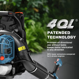 SENIX 49 cc Gas Leaf Blower, 4 - Cycle Backpack Leaf Blower,Up to 600 CFM and 200 MPH, Variable Speed & Cruise Control, 18N Powerful Blowing Force (BLB4QL - M)