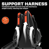 SENIX 49 cc Gas Leaf Blower, 4 - Cycle Backpack Leaf Blower,Up to 600 CFM and 200 MPH, Variable Speed & Cruise Control, 18N Powerful Blowing Force (BLB4QL - M)