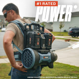 SENIX 60V Backpack Leaf Blower, 2400W Brushless Cordless Leaf Blowers, 950CFM / 140MPH, 4 Speed/Volume Mode, 2 X 6.0Ah Batteries and Dual Port Fast Charger for Yard, Garden