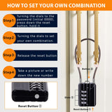 SEPOX® Versatile Twins Resettable 4 - Digit Combination Padlock with Extrem Long Cable – Personalized Password, Durable Vinyl Steel Cable, Multipurpose Lock for Suitcase, Gym – Black 32cm Cable