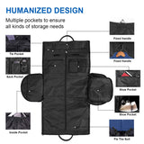 seyfocnia Carry On Garment Bag, Waterproof Mens Garment Bag for Travel Business, Large Leather Duffel Bag with Shoe Compartment - Black