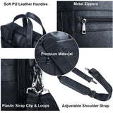 seyfocnia Men's Leather Messenger Bag, 17.3 Inches Laptop Briefcase Business Satchel Computer Handbag Shoulder Bag for Men - Black
