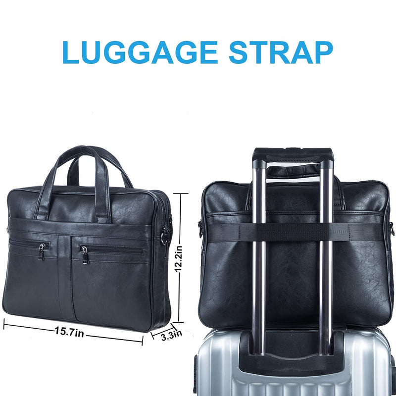 seyfocnia Men's Leather Messenger Bag, 17.3 Inches Laptop Briefcase Business Satchel Computer Handbag Shoulder Bag for Men - Black