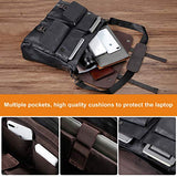 seyfocnia Men's Vintage Black 17.3 Inch Water Resistant PU Leather Laptop Bag, Messenger Bag, Satchel, Briefcase