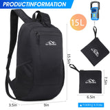 SFIUYDS Lightweight Hiking Backpack Small,Waterproof Hiking Daypack,Foldable Backpack for Travel,Ultralight Daypack(Nylon, Black)