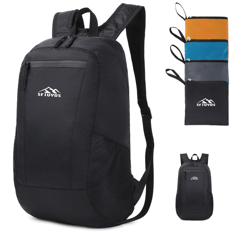 SFIUYDS Lightweight Hiking Backpack Small,Waterproof Hiking Daypack,Foldable Backpack for Travel,Ultralight Daypack(Nylon, Black)