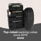 Shacke 6 Set Packing Cubes for Travel - Compression Packing Bags/Travel Organizer - Luggage Organizer Bags for Traveling - Travel Essentials for Women - Cruise Must Haves Packing List (Pure Black)