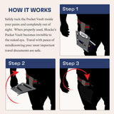 Shacke Hidden Travel Belt Wallet w/RFID Blocker (Black with Black Strap)