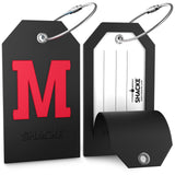 Shacke Initial Luggage Tag with Full Privacy Cover and Stainless Steel Loop - Black (Letter M)