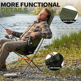 SHALLWE Lightweight Highback Camping Chairs, All Aluminum Frame Portable Folding Camp Chair, Compact for Backpacking, Hiking, Beach, Sports (Green)